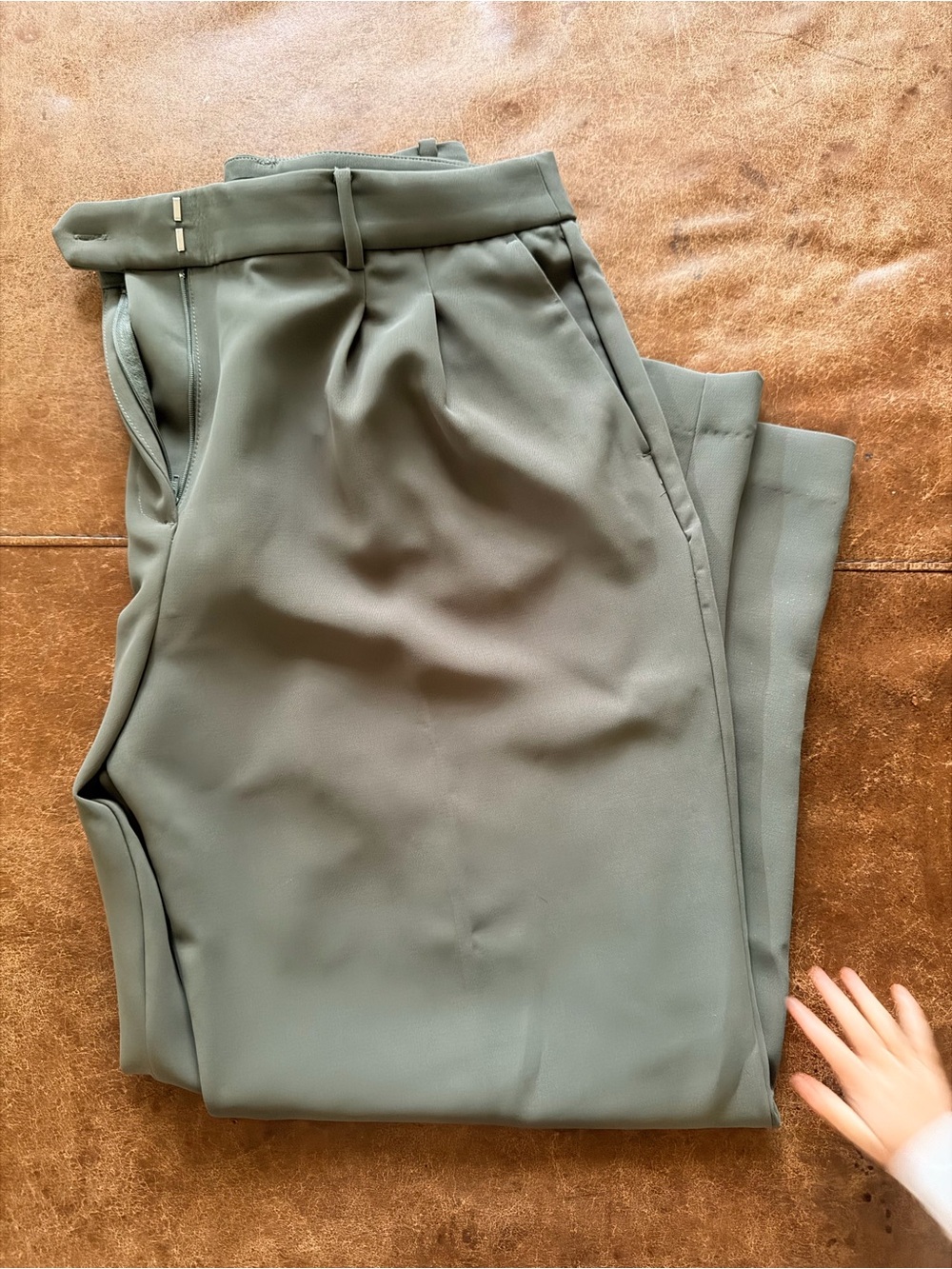 LOFT Versa Tailored Wide Leg Pants - Olive Green
